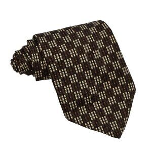 Kenneth Cole New York Mens Necktie Tie Geometric Brown Cream Black 59 in